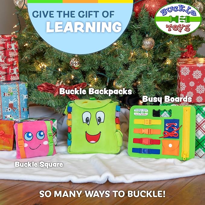 Buckle Toys Breezy Pterodactyl Dinosaur Toddler Backpack with Buckles & Toddler Learning Activities and Sensory Toys for Toddlers 1-3, Travel Essentials Road Trip Activities for Fine Motor Skills
