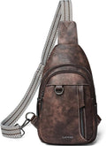 7L Sling Bag for Women Men Leather Small Sling Backpack Daypack Anti Theft Fanny Pack Crossbody Purse Travel