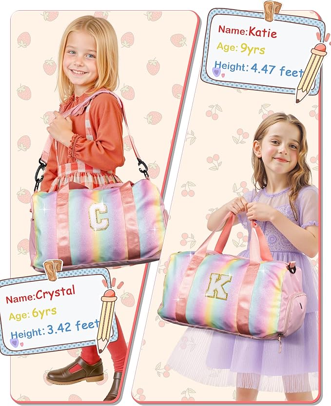 Graduation Gifts for Girls-Girl Gym Bag with Shoe Compartment, Kid Personalized Weekender Overnight Bags, Initial Travel Tote with Makeup Pouch, Gift Ideas for Niece Sister (Letter O)