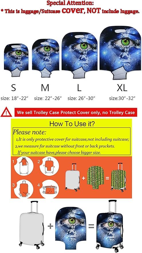 Tiger Travel Luggage Covers 18-21 Inch Spandex Suitcase Protectors
