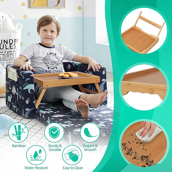 Artmeer Bed Tray Table with Folding Legs,Bamboo Breakfast in Bed for TV Table, Laptop Computer Tray,Eating,Snack Tray(Bamboo) Extra-Large Size