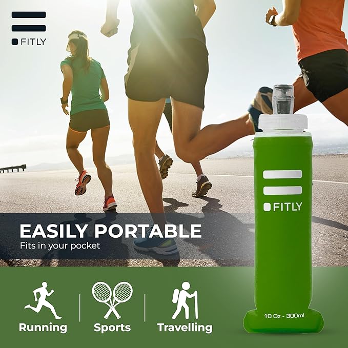 Soft Flask - Shrink As You Drink Soft Water Bottle for Hydration Pack - Folding Water Bottle Ideal for Running, Hiking, Cycling, Climbing & Rigorous Activity