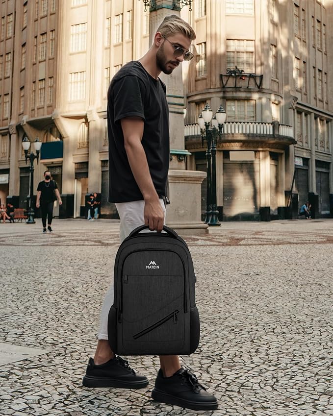 MATEIN 15.6 Inch College Backpack, 20 L Airline Approved Laptop Computer Backpack with Multiple Organization Pockets, Water Resistant Personal Item Casual backpack for Men Women, Black