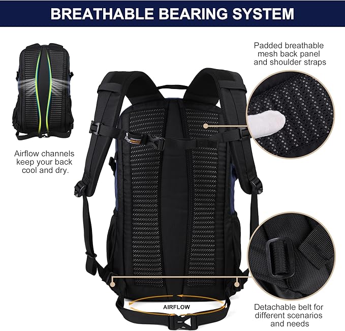 MOUNTAINTOP Hiking Backpack,25L Camping Backpack, Men Women Hiking Daypack Lightweight Travel Backpack for Camping Climbing Skiing Cycling