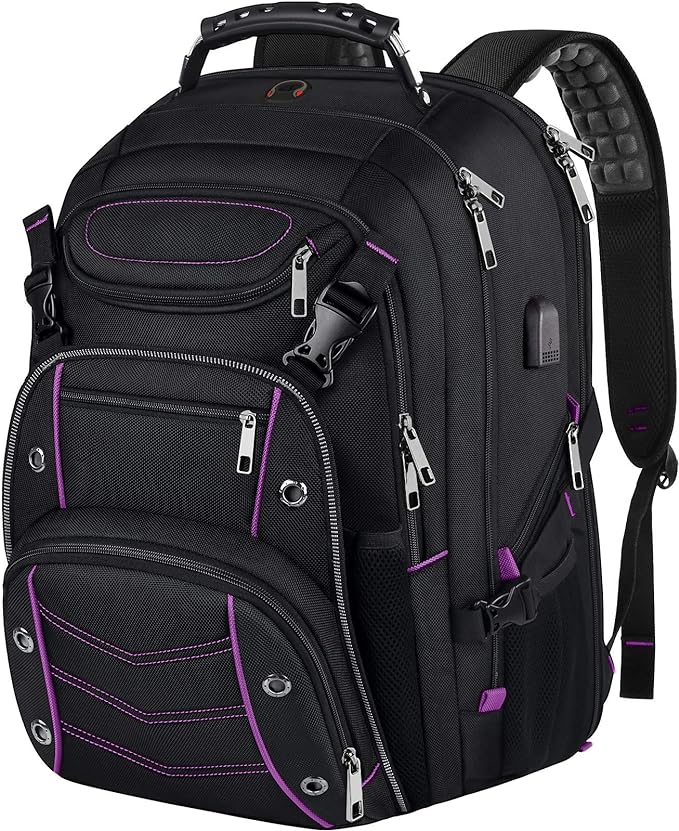 VECKUSON Unisex 18.4 Inch Laptop Backpack, Purple Rfid, For College Students And Adults