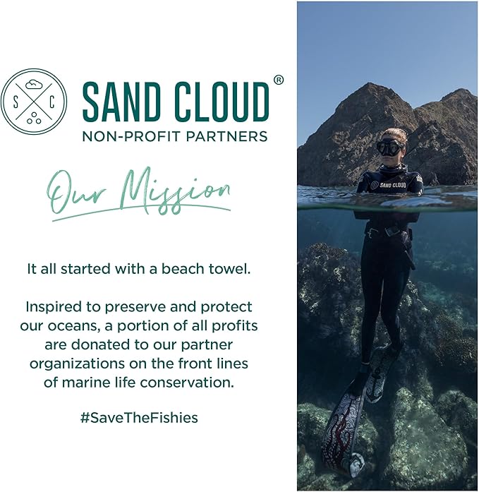 Sand Cloud Extra Large Turkish Beach Towel - Sand Free - 100% Organic Turkish Cotton Yarn - Quick Dry Towel for Beach, Picnic, Blanket or Bath - As Seen on Shark Tank - Cool Glacier (Navy)