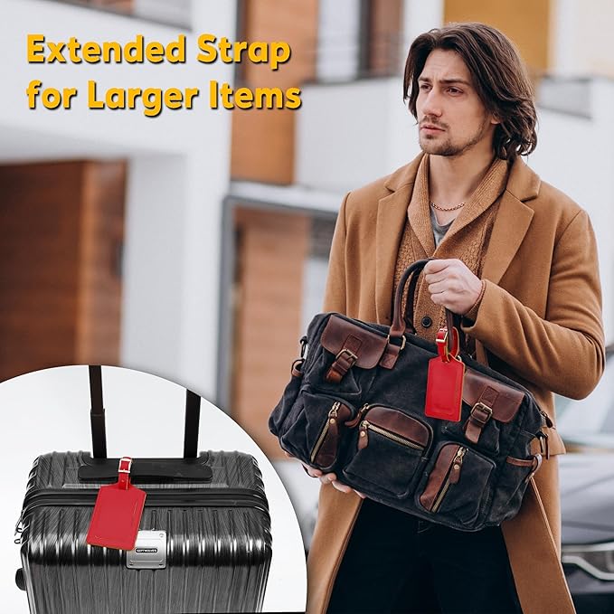 Travelambo Luggage Tags for Suitcases Faux Leather Privacy Protection 20 Pack Bag Tags Travel Accessories Essential, Deep Red
