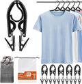 HOUSE DAY Foldable Travel Hangers 20 Pack w/10 Clips, Cruise Essentials 2025, Portable Hangers Collapsible Hanger Plastic, Travel Must Haves for Suitcase, Hotel, RV, Road Trip, Flying, Camping-Black