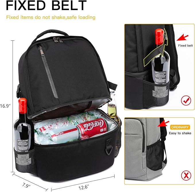 TUGUAN Insulated Cooler Backpack 38 Cans Double Deck Leakproof Lightweight Soft Lunch Backpack Small Cooler Bag Beach Picnic