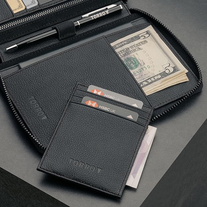 TORRO Travel Wallet – Genuine Leather Travel Organiser with Passport Holder and Detachable Cardholder
