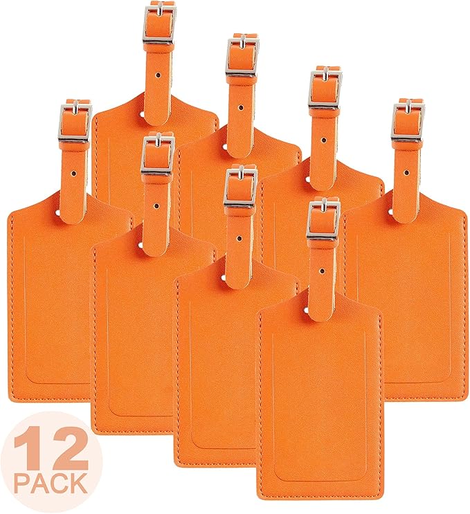 8 Pack Leather Luggage Travel Bag Tags by Travelambo