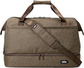 Halfday Double Decker Weekender Bag 40L | Designed for Easy Packing & Storage (Padded Strap, Zippered Bottom Compartment, Interior Mesh Pockets, Trolley Sleeve, Water-Resistant Fabric), Dune