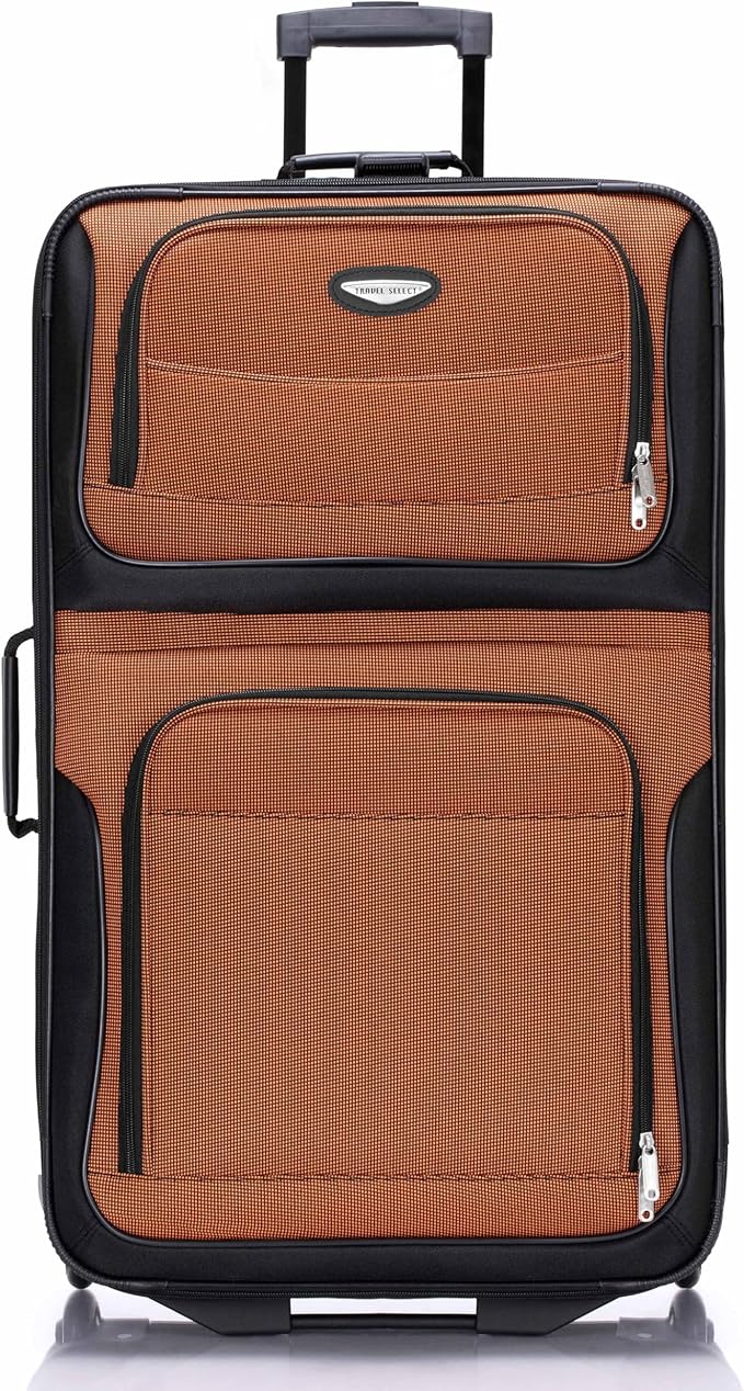 Travel Select Amsterdam 29-Inch Softside Expandable Rolling Upright Luggage, Lightweight 2-Wheel Check-In Suitcase with Push-Button Handle, Orange