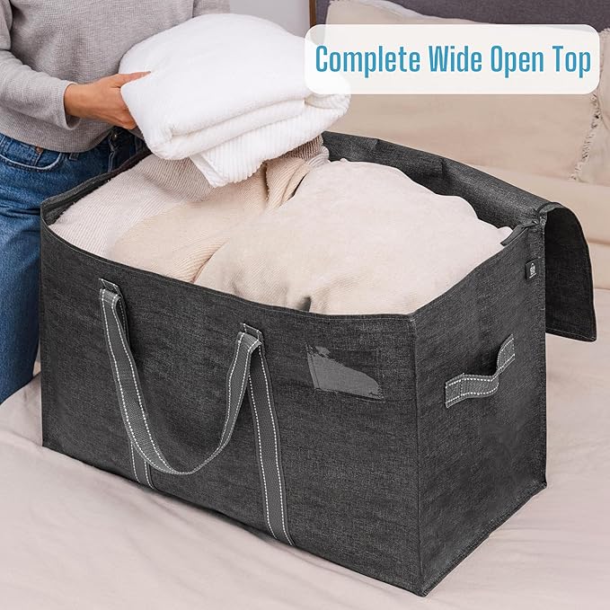 VENO 6 Pack Moving Bags, Heavy Duty, Moving Boxes Alternative, Packing Storage Supplies for Dorm Room Essentials with Zipper for Clothes, Extra Large Totes for Packaging (Dark Gray, 6 Pack)