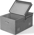 75 Quarts Extra Large Decorative Storage Bins with Lids, 1 Pack Gray Collapsible Storage Bins with Lids, Stackable Storage Bins Decorative Box Storage With Lid Extra Large