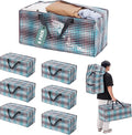 WORKPRO 6 Pack Extra Large Moving Bags with Zippers & Carrying Handles Backpack Straps, Heavy-Duty Storage Tote for Space Saving & Storage, Alternative to Moving Box (Lattice Printing)