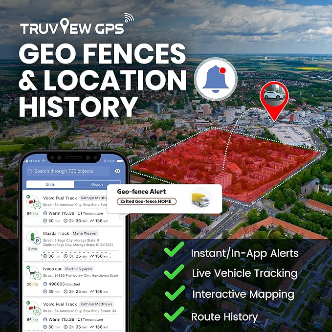 Truview TV500 OBD II, 4G GPS Tracker with Global SIM - Real-Time & Reliable Vehicle Tracking Device for Cars, Vans & Fleets - Plug & Play, Mobile App, 24/7 Support - No Contract Required