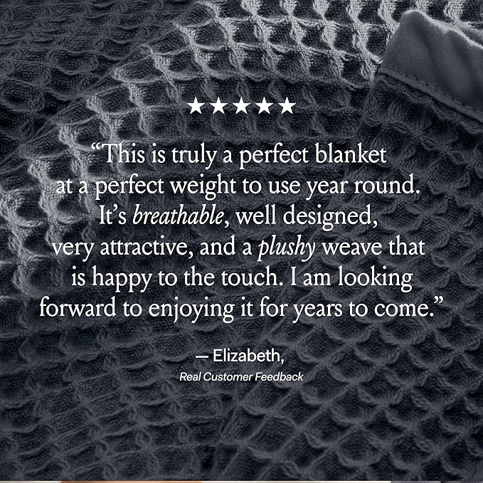 BOLL & BRANCH Waffle Bed Blanket - King/Cal King, Natural - Luxury 100% Organic Cotton - Soft, Lightweight and Breathable - Textured Waffle Weave