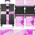 Slohif Luggage Straps for Suitcases Travel Belt Accessories Luggage Connector Identifiers Over Handle with Buckle Unique Nylon Adjustable Strap for Sleeping Bag Car Seat Deep Purple Marble (2 Pack)