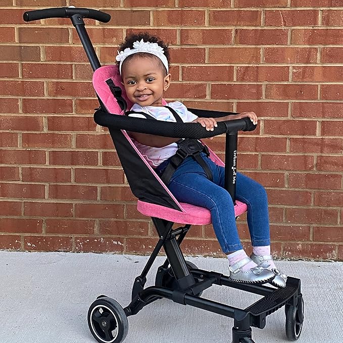 Dream On Me Lightweight and Compact Coast Rider Stroller with One Hand Easy Fold, Adjustable Handles and Soft Ride Wheels, Pink, 365-PINK