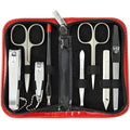 3 Swords Germany – brand quality 8 piece manicure pedicure grooming kit set for professional nail care with synthetic leather case red - Made in Germany