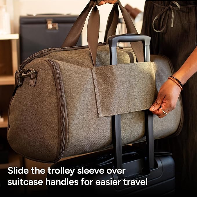 Halfday Convertible 2-in-1 Garment Duffel Weekender Bag 40L | Wrinkle-Free Travel, Hanging Suit Compartment, Shoe Pockets, Trolley Sleeve. Durable & Water-Resistant Carry-On, Shadow