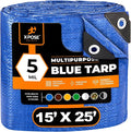 Better Blue Poly Tarp 15' x 25' - Multipurpose Protective Cover - Lightweight, Durable, Waterproof, Weather Proof - 5 Mil Thick Polyethylene - by Xpose Safety