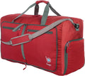 Bago Foldable Duffel Bags for Traveling Women & Men - 60L Medium Packable Duffle Bag for Travel with Shoe Compartment - Water Repellant, Heavy Duty, Lightweight Folding & Collapsible (Red)