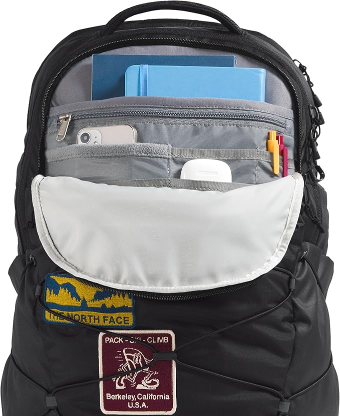 THE NORTH FACE Borealis Commuter Laptop Backpack | Water Repellent Finish, 16" Laptop Sleeve, Large Main Compartment for Everyday Carry, TNF Black U Borealis Patch/TNF White, One Size