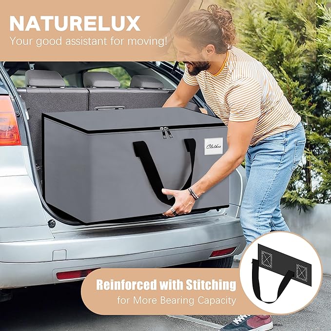 Heavy Duty Moving Bags - Extra Large Packing Bags and Storage Totes, Collapsible and Foldable Option for Moving and Storage, Clear, 125 L - 12 Pack