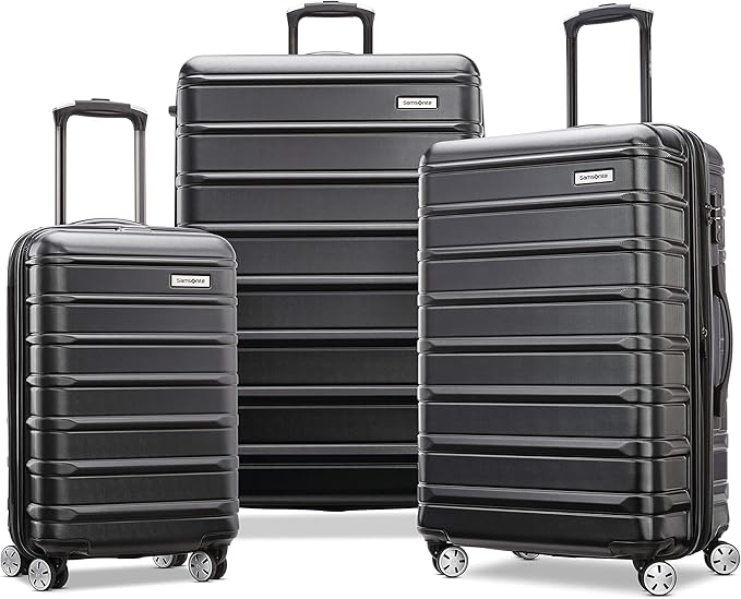 Samsonite Omni 2 Hardside Expandable Luggage with Spinner Wheels, 3-Piece Set (19/24/28), Midnight Black