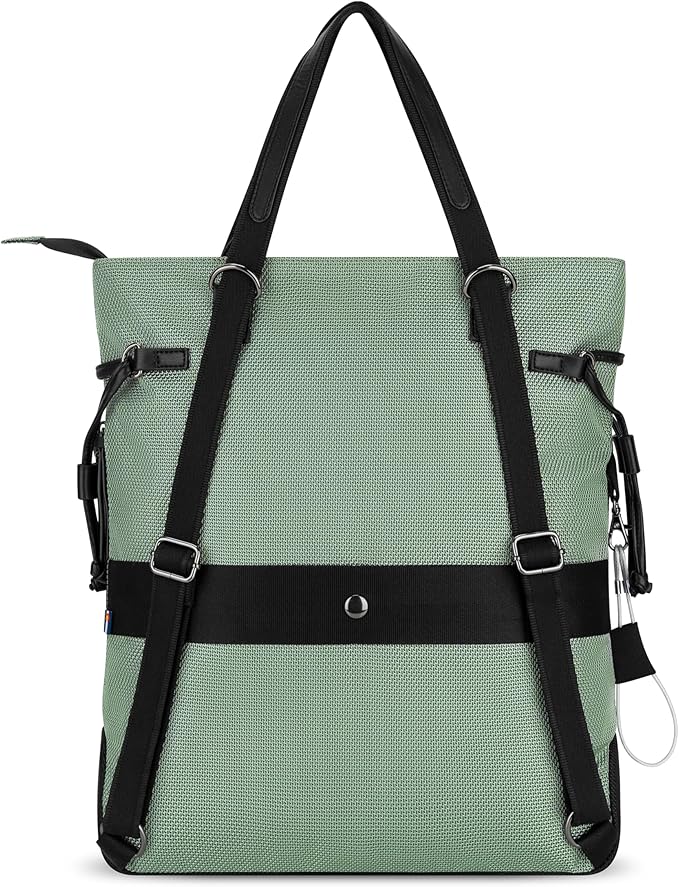 Sherpani Tempest, Anti Theft Convertible Backpack Tote, 14L Travel Backpack, Travel Gifts for Women, Handbags, RFID Protection, Metal Hardware, Fits 15” Laptop (No Sleeve) (Aloe Mist)
