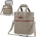opux 6 Bottle Carrier Tote | Insulated Padded Wine Cooler Bag for Travel. Picnic, BYOB | Portable Leakproof Wine Tote Bag for Dinner, Party, Christmas, Wine Gift for Women, Men (Heather Taupe)